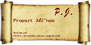 Propszt János névjegykártya